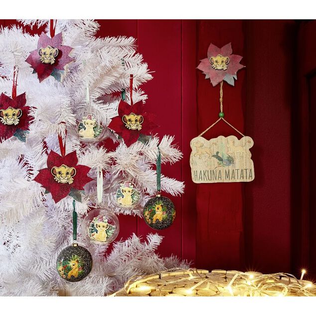 Boule de Noël Disney Le Roi Lion en verre et bois Ø8cm