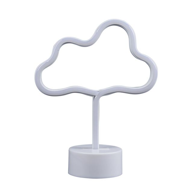Lampe n&eacute;on sur base forme nuage PVC 24x19cm jaune