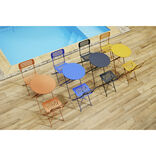 Table de jardin ronde RIO pliante 2 personnes m&eacute;tal gris