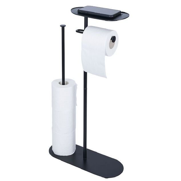 Support papier WC et t&eacute;l&eacute;phone noir 36xH66x13,5cm