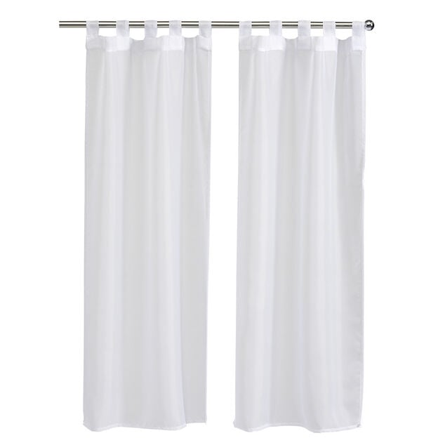 Vitrage passe tringle x2 blanc uni 60x120cm