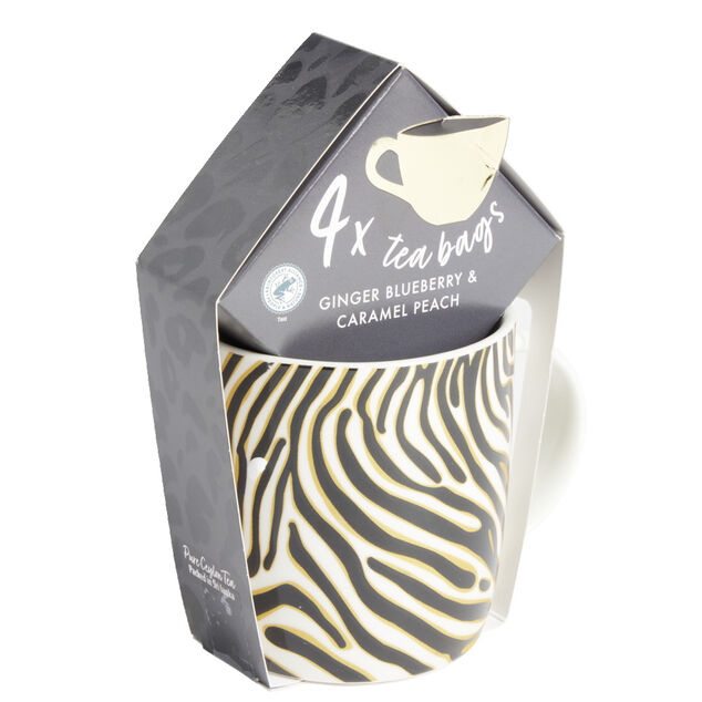 Ensemble mug en fa&iuml;ence avec 4 sachets de th&eacute;
