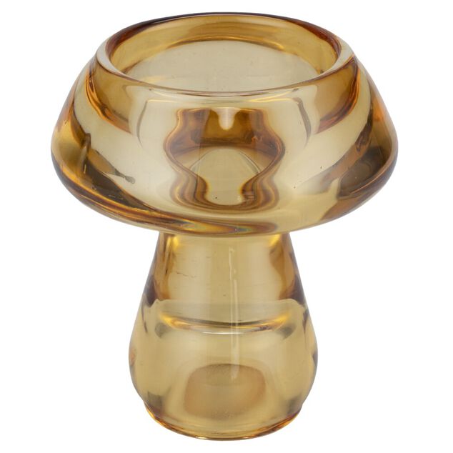 Bougeoir forme champignon verre &Oslash;6XH7 cm (3 mod&egrave;les rouge/vert/jaune)