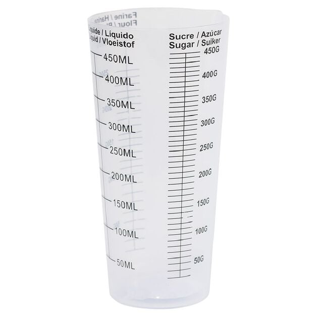 Verre doseur en plastique blanc