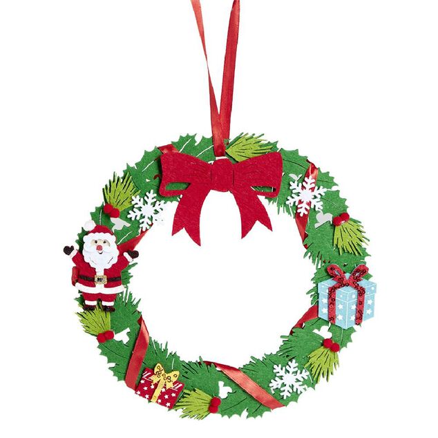 Couronne No&euml;l feutrine &agrave; suspendre H25 cm
