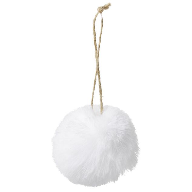 Boule de No&euml;l fourrure blanche &Oslash;6cm