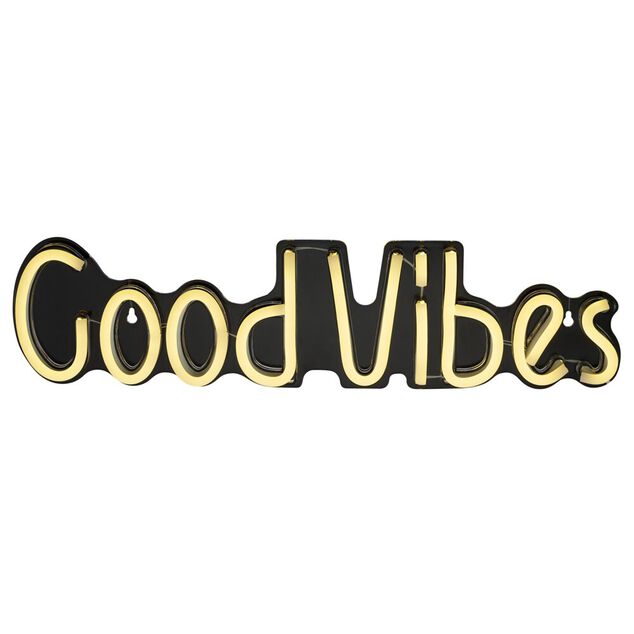 N&eacute;on LED inscription Good Vibes jaune