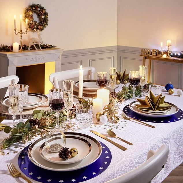 Lot de 4 sous-assiettes jetables bleues