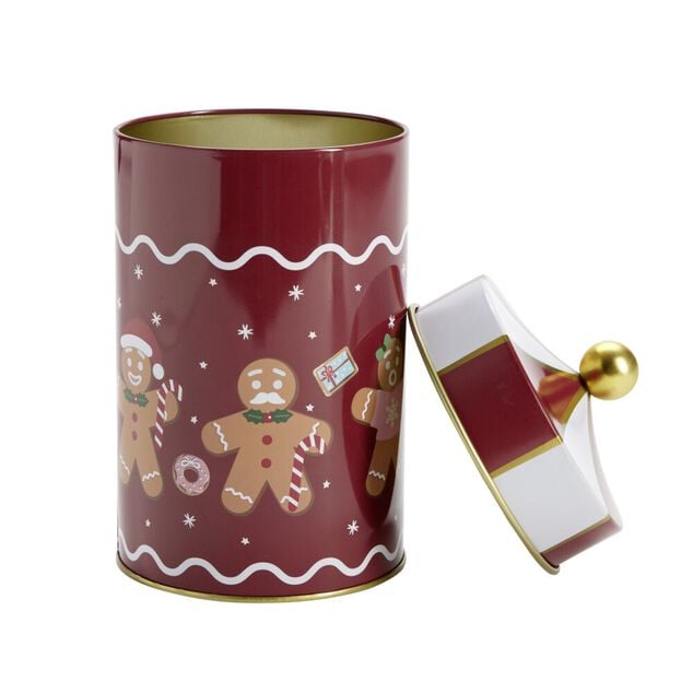 Bo&icirc;te &agrave; biscuits forme carrousel &eacute;tain motif No&euml;l &Oslash;10xH18cm (2 mod&egrave;les)