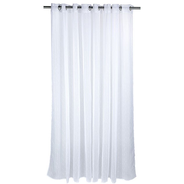 Voilage &agrave; oeillets rayures verticales blanc baie vitr&eacute;e