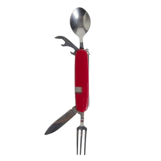 Couteau suisse rouge multifonction en m&eacute;tal 4en1