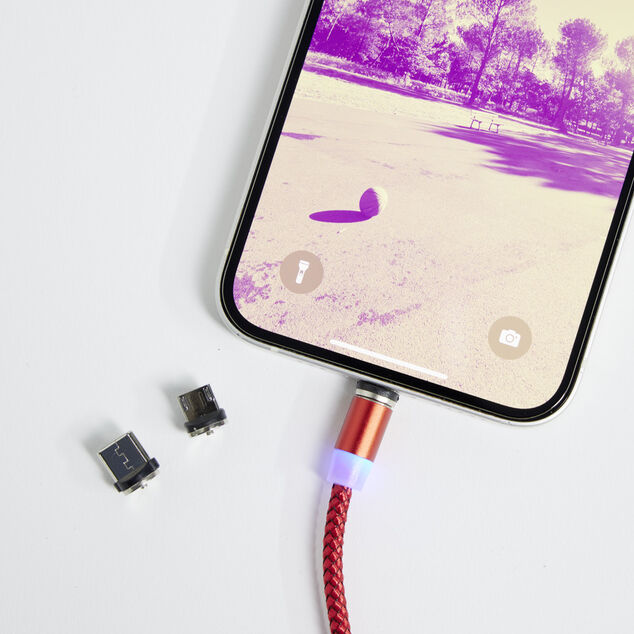 C&acirc;ble USB magn&eacute;tique 3en1 USB-C microUSB lightning 1m