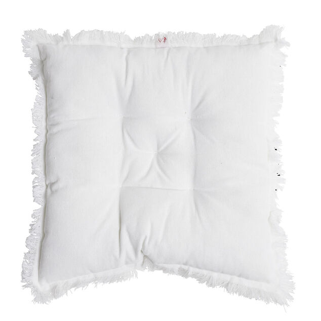 Galette de chaise carr&eacute;e &agrave; franges 40x40cm (3 mod&egrave;les)