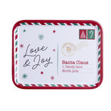 Plateau de service rectangulaire No&euml;l m&eacute;lamin&eacute; motif carte postale 19x37,5cm