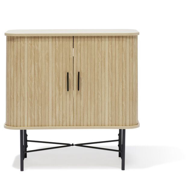 Buffet Gr&egrave;ge bois naturel et noir - L80xP39,5xH79 cm