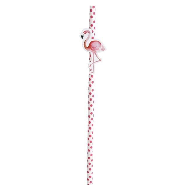 Paille en papier flamant rose x 16