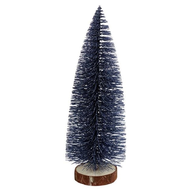 Sapin d&eacute;coratif &agrave; poser argent&eacute; ou bleu &Oslash;9xH24cm