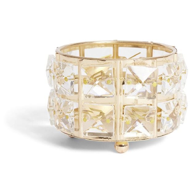 Bougeoir à strass Ø8,5cm verre et métal argenté