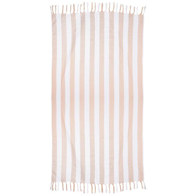 Fouta de plage 1 personne marini&egrave;re blanc et vert 90x180cm