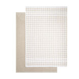 Lot de 2 torchons rectangulaires 50x70cm 100% coton blanc et beige