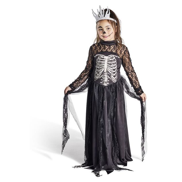 D&eacute;guisement enfant Halloween reine squelette noir et blanc 11/14ans