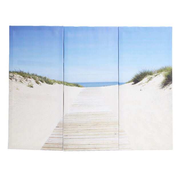 Toile triptyque imprim&eacute; plage 80x60cm