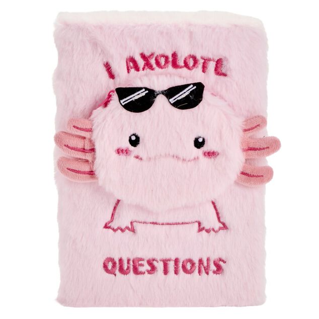 Carnet peluche A5 toucher doux 14,8x21cm (2 mod&egrave;les capybara ou axolotl)