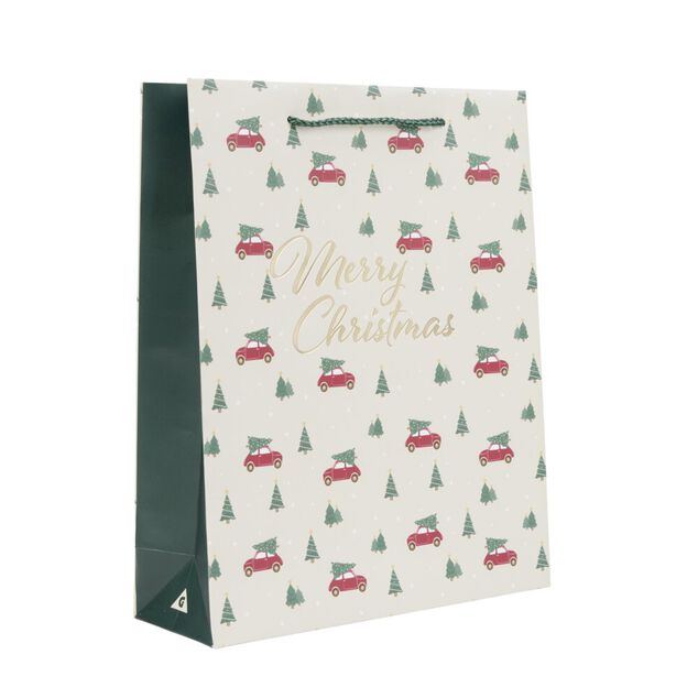 Sac cadeau No&euml;l fantasia motif traditionnel 26x9xH32cm (2 mod&egrave;les)