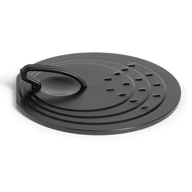 Couvercle rond avec poign&eacute;e acier noir &Oslash;30cm