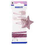 Kit pince clic clac x3 + &eacute;lastique rose paillet&eacute; x4