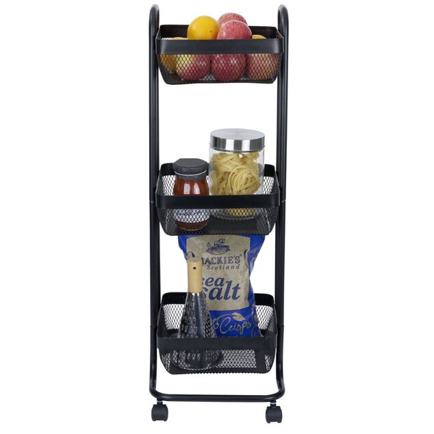 Desserte en métal noir 3 niveaux - L.34xl.27,3xH.78,5cm