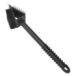 Brosse et raclette &agrave; barbecue en acier et plastique noir L36cm