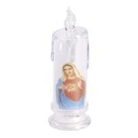 Bougie fun&eacute;raire LED plastique blanc &Oslash;6,5xH18cm (2 mod&egrave;les)