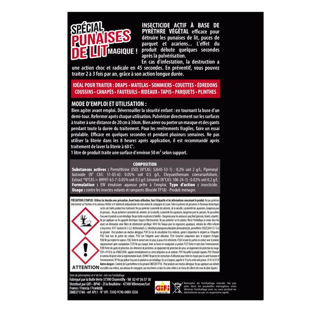 Insecticide anti punaise