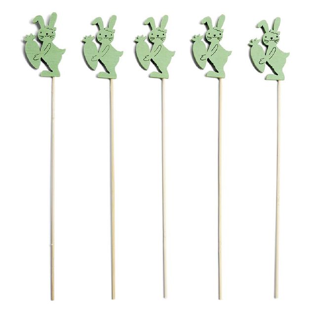 Lot de 5 pics en bois th&egrave;me P&acirc;ques