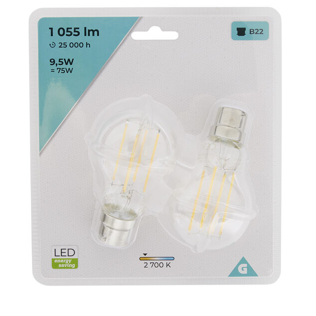 Ampoule LED Filament A60 B22 x2