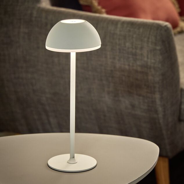 Lampe &agrave; poser sans fil tactile et rechargeable USB 3 nuances H37cm Blanc