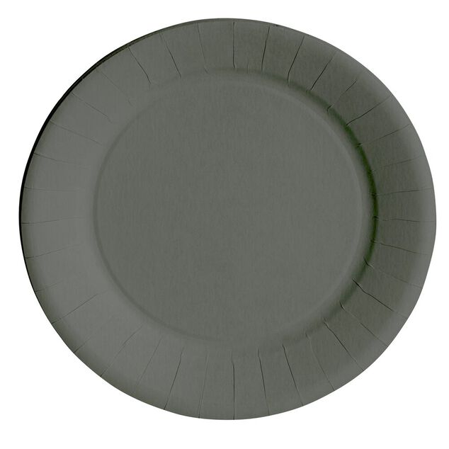 Lot de 10 assiettes en carton gris &Oslash;18 cm