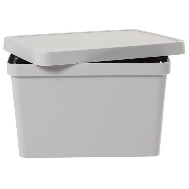 Bo&icirc;te de rangement avec couvercle grise 17 L