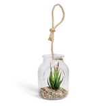 Pot en verre LED avec plante grasse artificielle Ø11,5xH15,5cm
