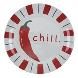 Assiette plate ronde x4 porcelaine motif piment &Oslash;27cm