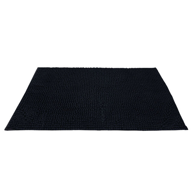 Tapis de salle de bain chenille noir 80x50cm