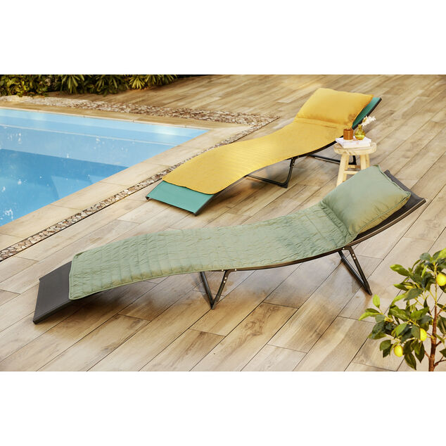 Coussin bain de soleil repose-t&ecirc;te int&eacute;gr&eacute; vert 60xL180cm