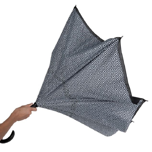 Parapluie invers&eacute; &agrave; motifs blancs et noirs