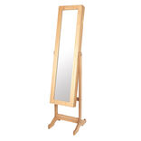 Miroir psych&eacute; range bijoux sur pieds en bois