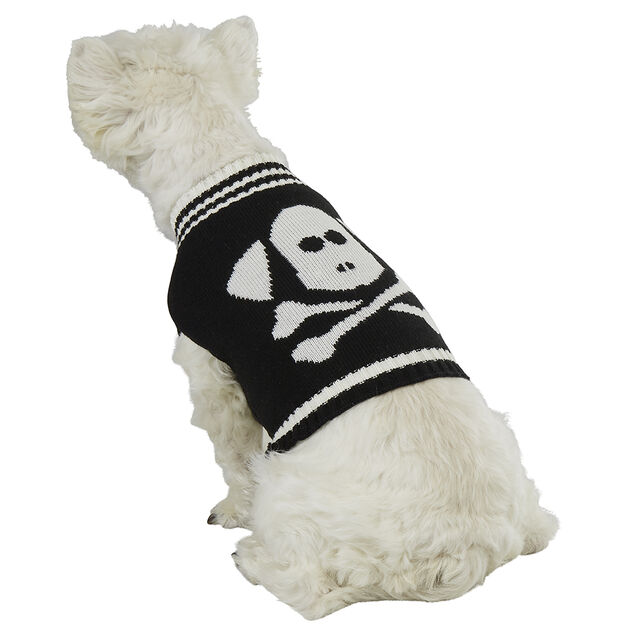 Pull motif t&ecirc;te de mort d&eacute;guisement Halloween pour chien Taille M