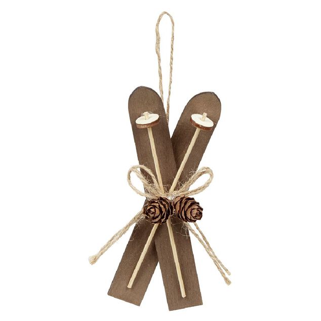 Ski en bois &agrave; suspendre No&euml;l