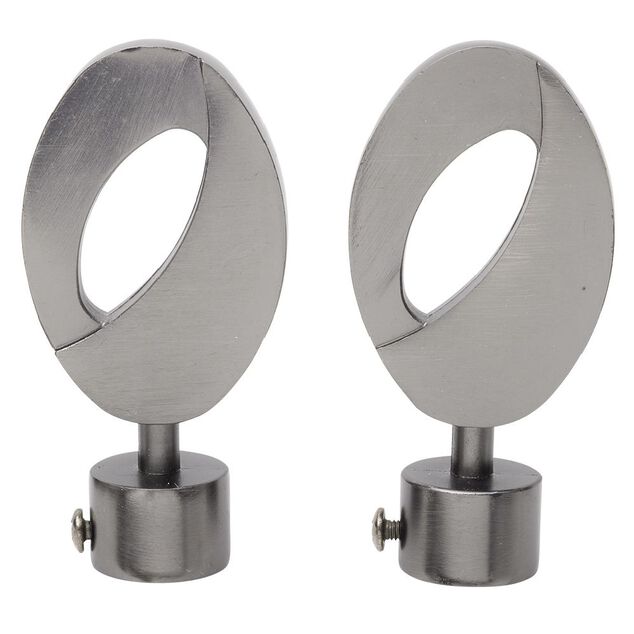 Embout tringle &agrave; rideau &Oslash;20mm ovale ajour&eacute; aluminium poudre canon x2