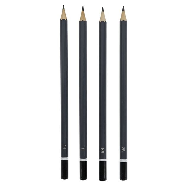 Crayons de bois graphiques 4 pi&egrave;ces HB/2H/H/2B H17cm