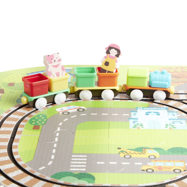 Tapis puzzle pour enfant avec ses trains 21 pi&egrave;ces